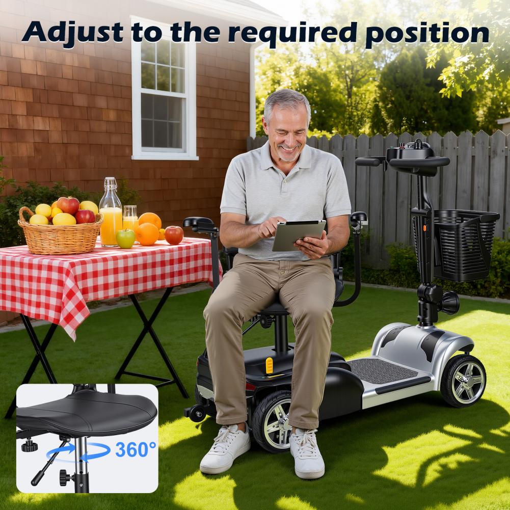 Electric Scooter Adults - Mobilitätsroller mit LED-Licht, Korb, Ladegerät, 4