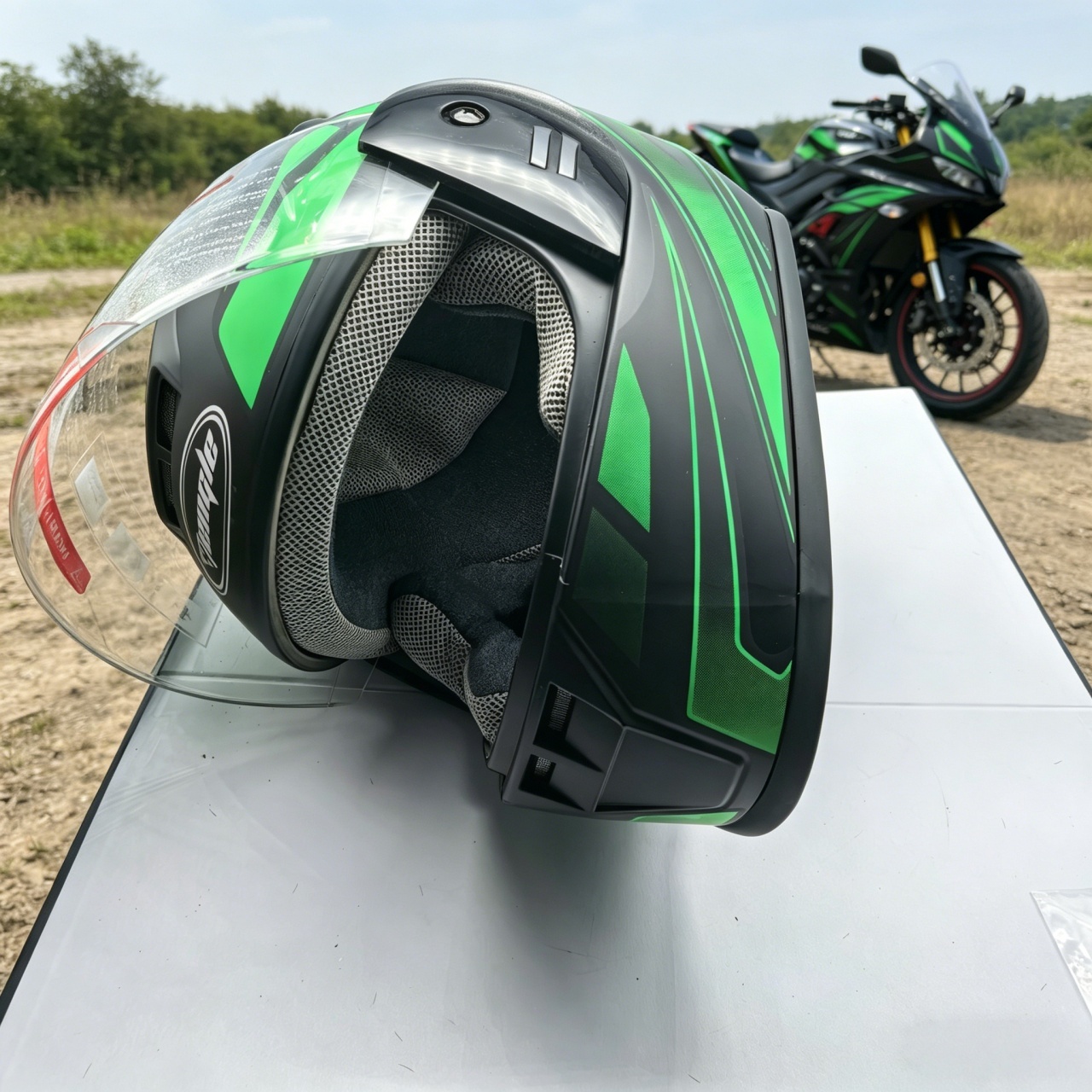 Scooter Helmet Set - Herren-Motorradhelm mit Vollvisier, Doppelvisier, Rennhelm, Beschlagfrei,