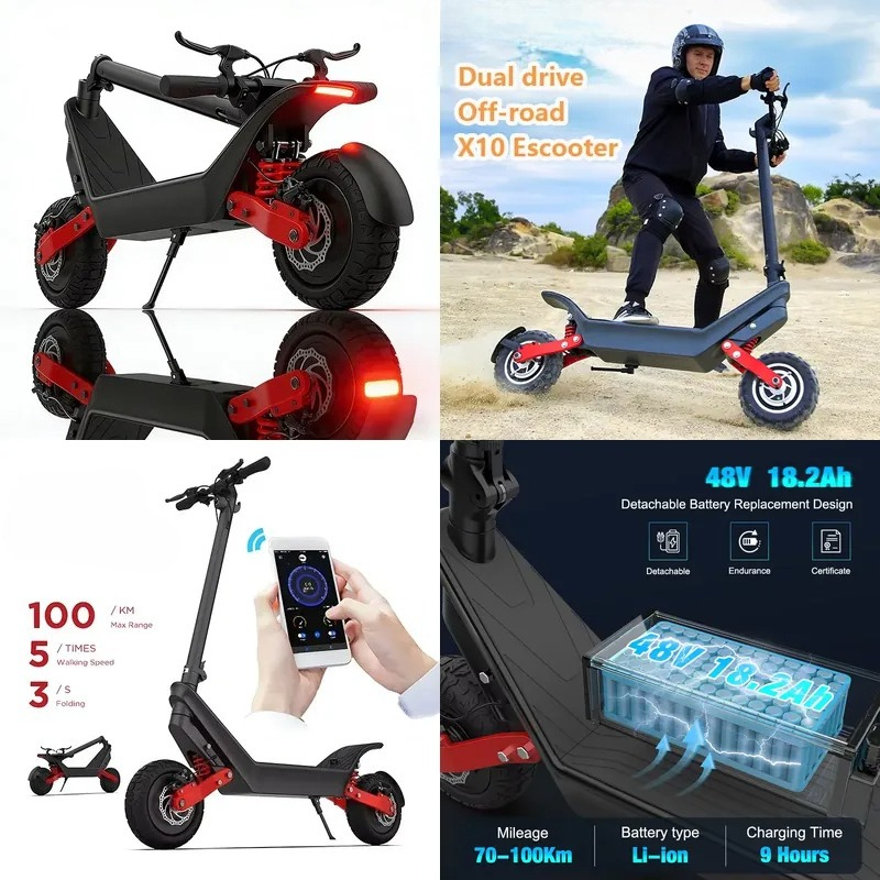 Electric Scooter Adults - Leistungsstarker 2000W Dual-Motor X10 Elektroroller für