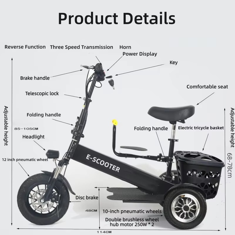 【2026】 3-Rad 2-Sitzer Faltbare – Electric Scooter 500W Bewertung und Preis